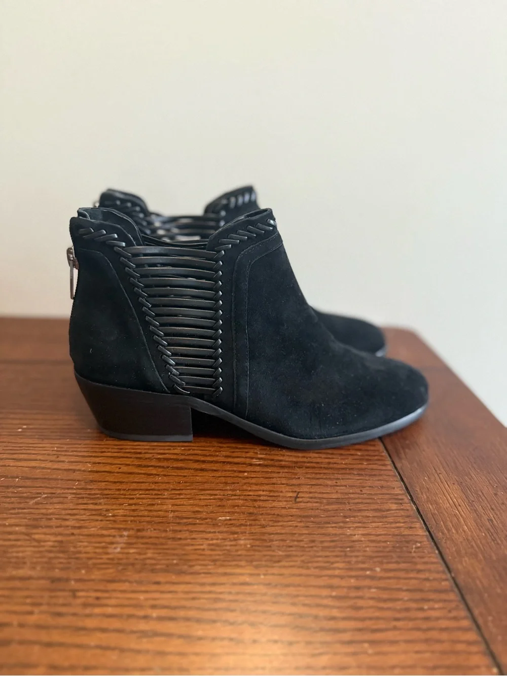 Vince Camuto Black Suede Ankle Boot with Braided Detail New 7